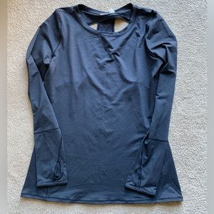 Zella Subtle Grey Striping Workout Coverup With Thumb holes Size L